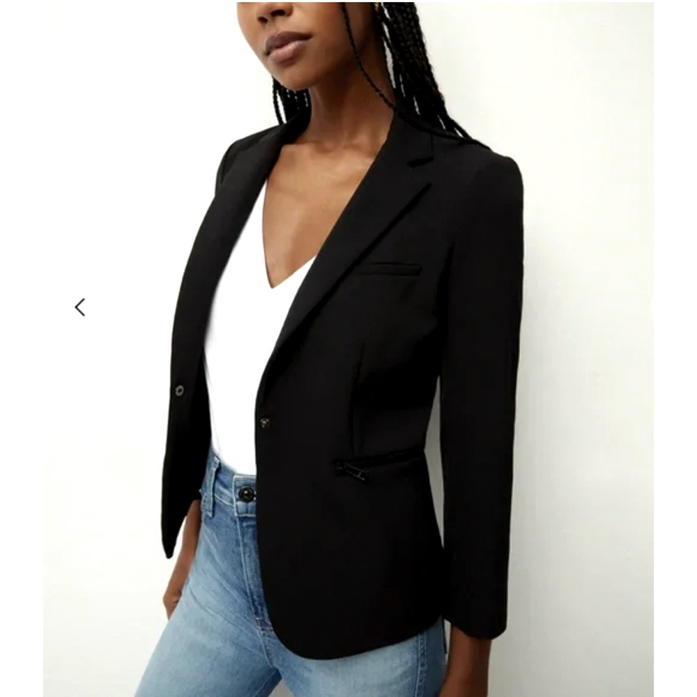 Veronica Beard 0 Core Schoolboy $645 Scuba Blazer Dickey Jacket Fitted Black NWT